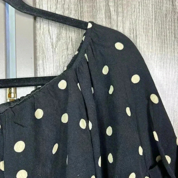 Lovers + Friends Top Sz S Off The Shoulder Polka Dot Bubble Balloon Sleeve - Picture 8 of 13